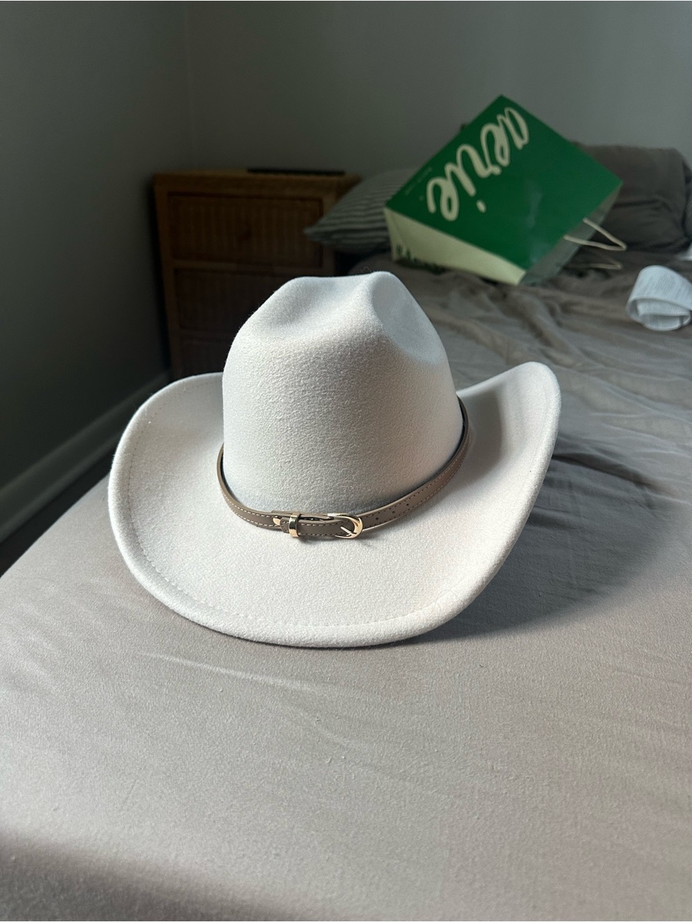 Ivory Felt Cowboy Hat with Leather Band